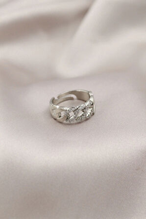 Dodes Gümüş Renk Metal Zincir Model Taşlı Kadın Yüzük TG27BYK2200