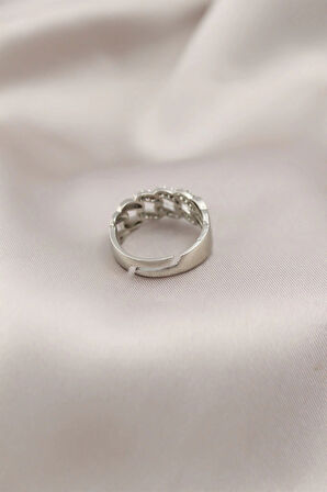 Dodes Gümüş Renk Metal Zincir Model Taşlı Kadın Yüzük TG27BYK2200