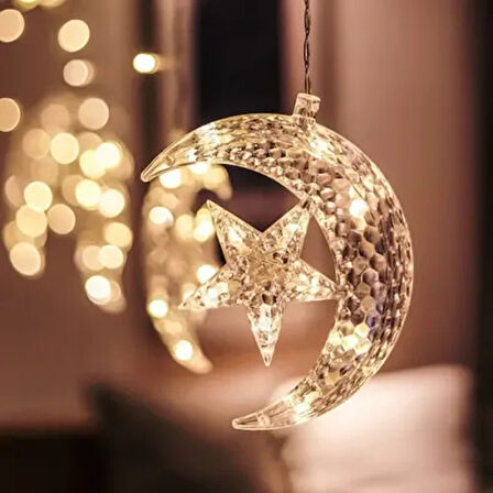 Dodes 3 Metre Saçaklı Ay Yıldız Perde LED