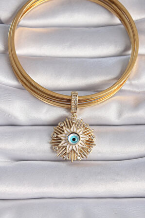 Dodes Pirinç Gold Renk Nazar Boncuklu Saçaklı Yıldız Figür Ajda Charm TG27BC1014