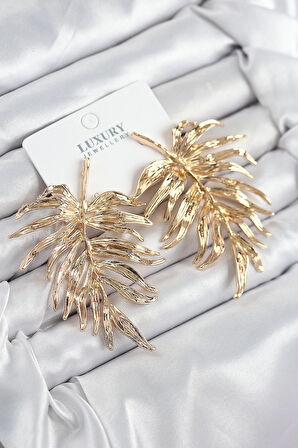 Dodes Pirinç Yaprak Model Gold Renk Kadın Küpe TG27BKP11212