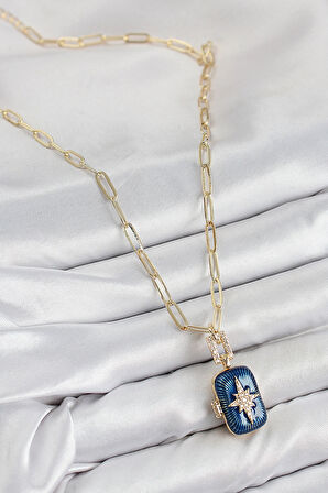 Dodes Dodes Pirinç Zirkon Taşlı Açılabilir Kutup Yıldızı Model Gold Renk Kadın Kolye TG27BKO10430