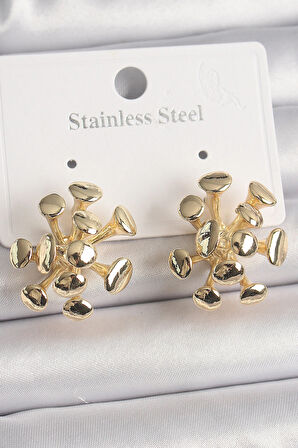 Dodes Dodes Pirinç Gold Renk Virüs Figür Model Kadın Küpe TG27BKP10070