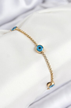 Dodes 316L Çelik Nazar Boncuğu Model Gold Renk Kadın Bileklik TG27BB7841