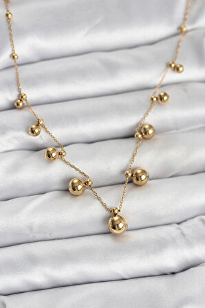 Dodes Dodes 316L Çelik Zincir Gold Renk Topçuklu Kolye TG27BKO10632