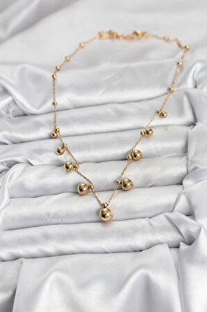 Dodes Dodes 316L Çelik Zincir Gold Renk Topçuklu Kolye TG27BKO10632