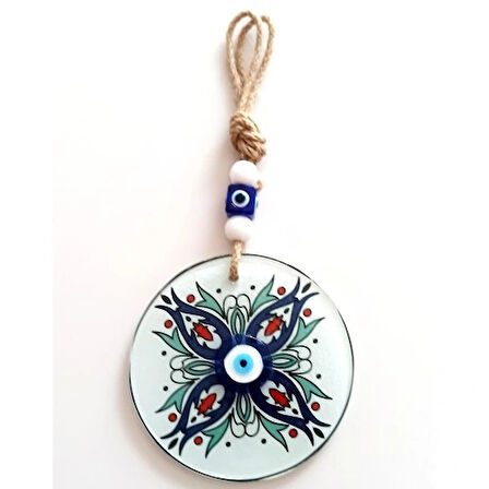 Dodes Turkuaz Ve Lacivert Renk Çiçekli Füzyon Cam Duvar Süsü