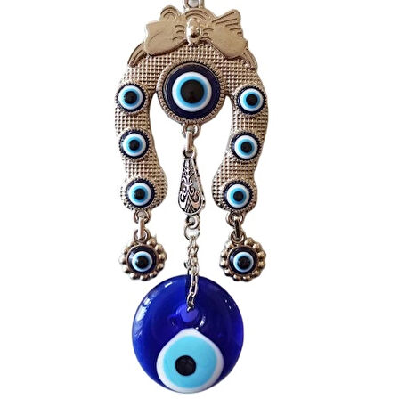 Dodes Kurdeleli Nazar Boncuklu  Filli Nallı Gümüş Kaplama Duvar Süsü