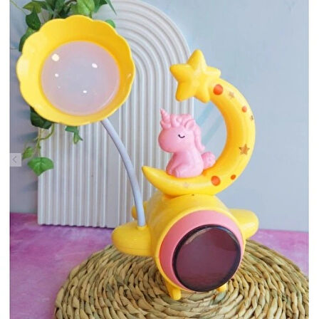 Dodes Çocuk Odası Ay ve Unicorn Desenli Gece Lambası