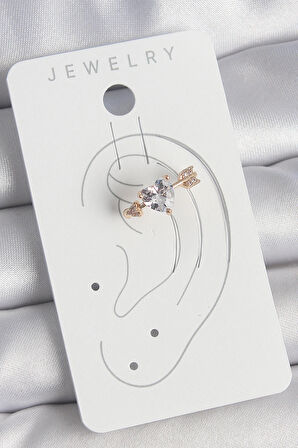 Dodes Dodes Pirinç Gold Renk Zirkon Taşlı Kalp Ok Model Kadın Kıkırdak Küpe TG27BKP10576