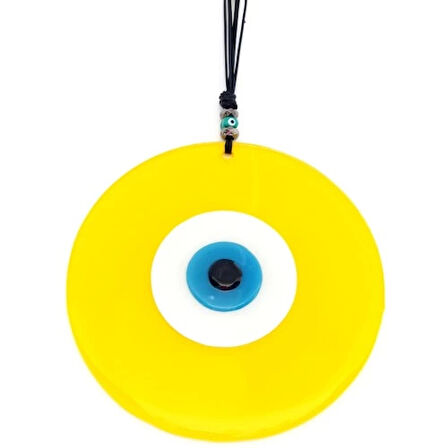 Dodes Sarı Renk Nazar Boncuklu 20 Santimetre El Yapımı Cam Duvar Süsü