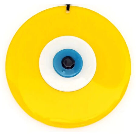 Dodes Sarı Renk Nazar Boncuklu 20 Santimetre El Yapımı Cam Duvar Süsü