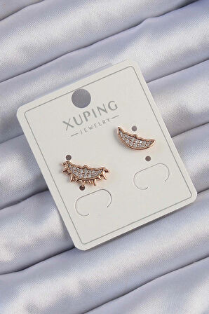 Dodes Xuping Rose Renk Zirkon Taşlı Ay ve Güneş Tasarımlı Küpe TG27BKP9429