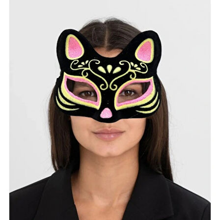 Dodes Süet Pembe Sarı Kedi Maskesi