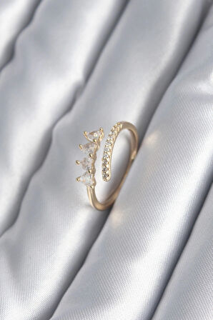 Dodes Pirinç Gold Renk Kalp Zirkon Taş Detay Kadın Yüzük TG27BYK2987