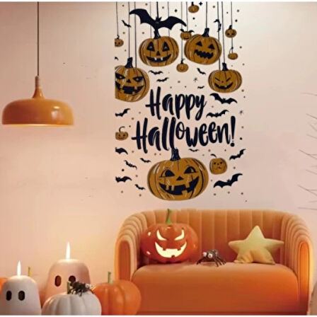 Dodes Halloween Temalı Balkabaklı Duvar Sticker Seti