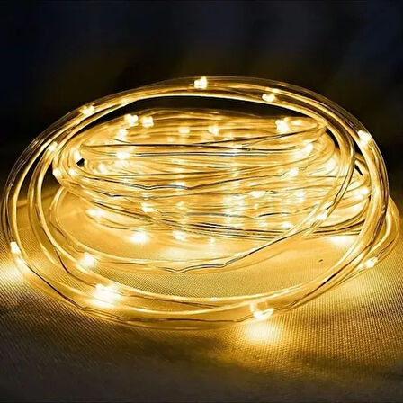 Dodes 10m 100 LED Solar Led Işık (Gün Işığı, Şeffaf Kablolu)