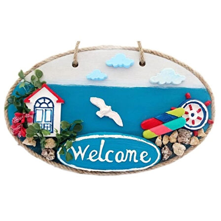 Dodes Sahil Kasabası Welcome Yazılı El Yapımı Kapı Süsü