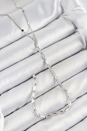 Dodes Pirinç Zirkon Taşlı Model Gümüş Renk Y Kolye TG27BKO10451