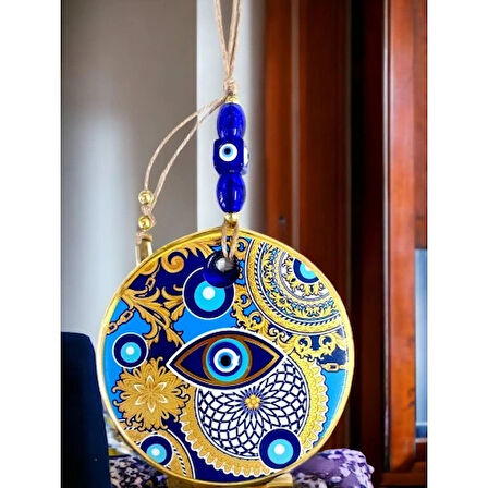 Dodes Çini Gold Desen Nazar Boncuklu Gözlü Duvar Süsü