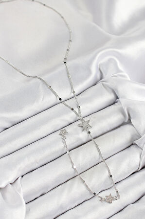 Dodes Dodes Pirinç Zirkon Taşlı Yıldız Model Gümüş Renk Y Kolye TG27BKO10455