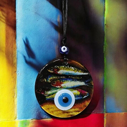 Dodes Balık Desenli 12 Cm Füzyon Cam Duvar Süsü