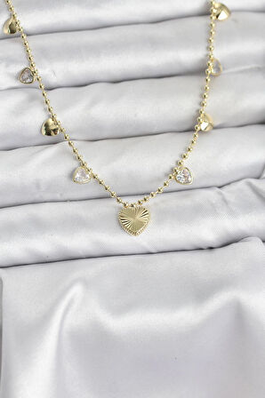 Dodes Dodes Pirinç Gold Renk Kalp Model Kadın Kolye TG27BKO10643