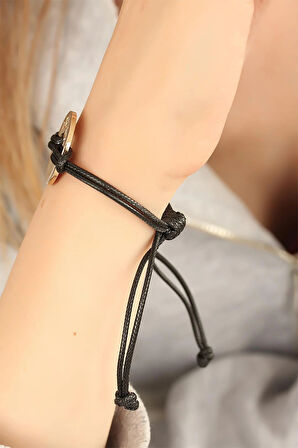 Dodes Dodes LUCKY (Şanslı) Siyah Deri İpli Unisex Mood Bileklik TG27BB1982