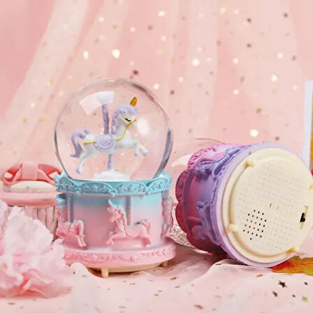 Dodes Orta Boy Işıklı Unicorn Kar Küresi