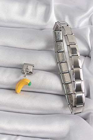 Dodes 316L Çelik Gümüş Renk Sallantı Muz Model Nomination Charm TG27BC1167