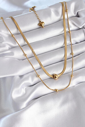 Dodes 316L Çelik Gold Renk İtalyan Zincir Model Topçuk Detay Kadın Kolye TG27BKO8312