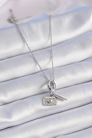 Dodes 316L Çelik Gümüş Renk Kalp Detay Mektup Figür Charm Model Kadın Kolye TG27BKO9313