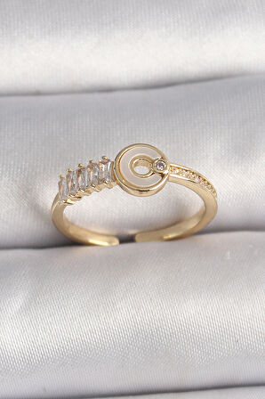 Dodes Pirinç Gold Renk Zirkon Taşlı Ayarlanabilir Kadın Yüzük TG27BYK3561