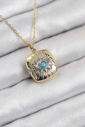 Dodes 316L Çelik Zirkon Taşlı Açılabilr Kapaklı Göz Model Gold Renk Kadın Kolye TG27BKO10518