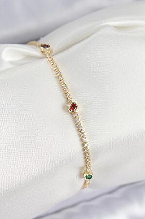 Dodes Pirinç Zirkon Taşlı Asorti Model Gold Renk Kadın Bilekilk TG27BB7664