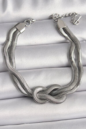 Dodes 316L Çelik Gümüş Renk Düğüm Model Kadın Bileklik TG27BB6711