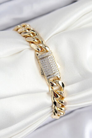 Dodes Dodes VIP Pirinç Zirkon Taşlı Klasik Zincir Model Gold Renk Kadın Bileklik TG27BB7766
