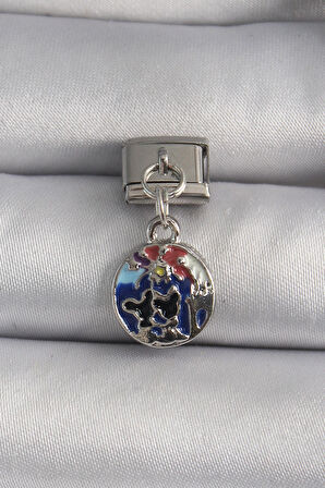 Dodes 316L Çelik Gümüş Renk Sallantı Dünya Model Nomination Charm TG27BC1117