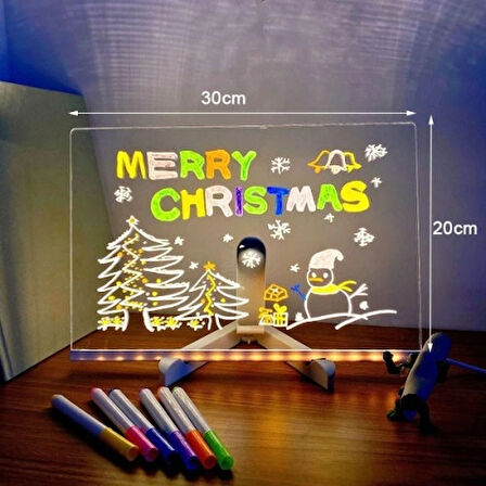 Dodes LED Aydınlatmalı Yazı ve Çizim Tahtası - Büyük Boy 30x20 cm