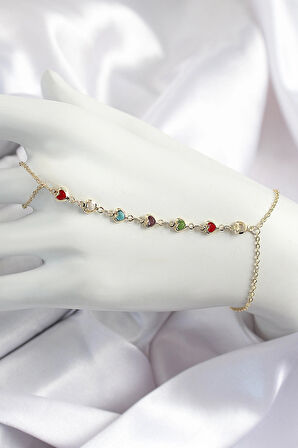 Dodes Dodes Pirinç Renkli Kalpli Zirkon Taşlı Y Model Gold Renk Kadın Şahmeran TG27SN680