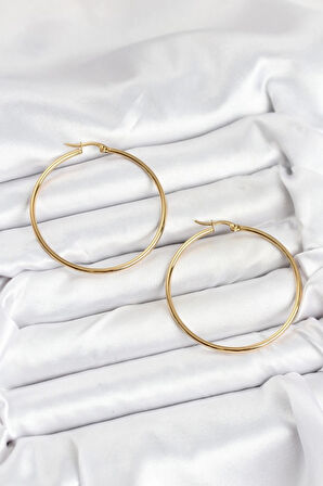 Dodes 316L Çelik Gold Renk 45 mm Halka Kadın Küpe TG27BKP11227