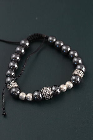 Dodes Dodes Doğal Taş X Model Antrasit Renk Asansörlü Erkek Bileklik TG27EB3754