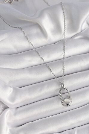 Dodes 316L Çelik Gümüş Renk Zincir Beyaz Kedi Göz Model Kadın Kolye TG27BKO9612