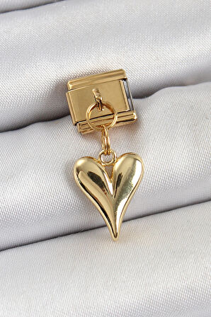 Dodes 316L Çelik Sallantılı Kalp Model Gold Renk Nomination Charm TG27BC1399