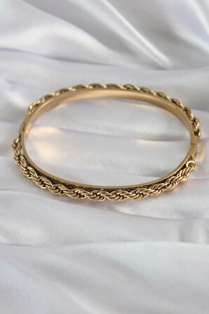 Dodes Dodes 316L Çelik Gold Renk Burgu Zincir Model Kadın Kelepçe TG27BB5904