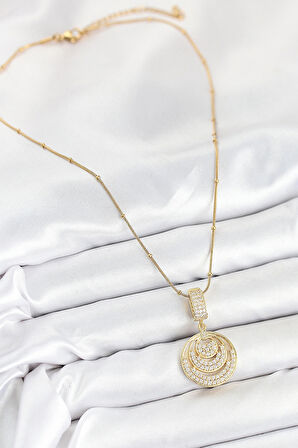 Dodes Dodes 316L Çelik Zirkon Taşlı Çember Model Gold Renk Kadın Kolye TG27BKO10542