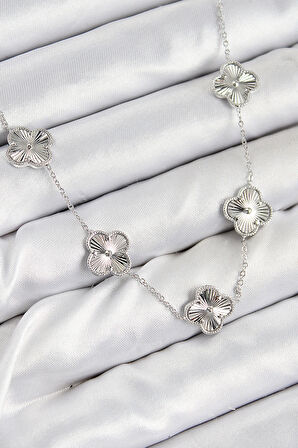 Dodes Dodes Pirinç VIP Yonca Model Gümüş Renk Kadın Kolye TG27BKO10483