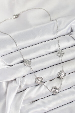 Dodes Dodes Pirinç VIP Yonca Model Gümüş Renk Kadın Kolye TG27BKO10483