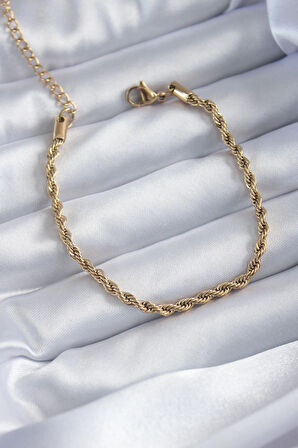 Dodes 316L Çelik Gold Renk Burgu Zincir Model Kadın Bileklik TG27BB5667