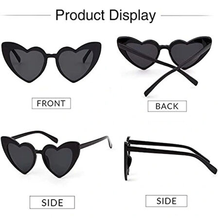 Dodes Siyah Renk Kalp Şekilli Parti Gözlüğü
